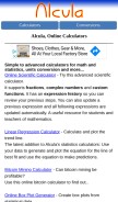 How alcula.com looks like on a mobile device such as an iPhone.