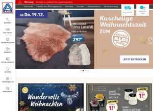 How aldi-nord.de looks like on a tablet such as an iPad.