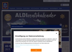 How aldi-sued.de looks like on a tablet such as an iPad.