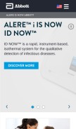 How alere.com looks like on a mobile device such as an iPhone.