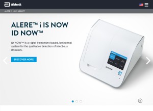 How alere.com looks like on a tablet such as an iPad.