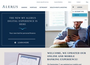 How alerus.com looks like on a tablet such as an iPad.