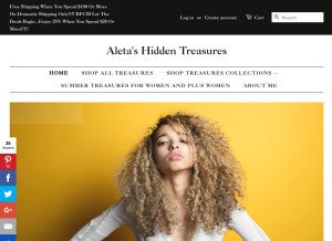 How aletashiddentreasures.com looks like on a tablet such as an iPad.