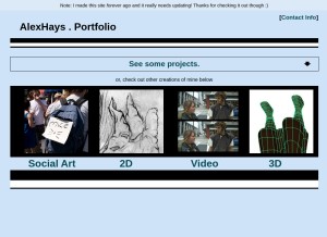 How alexhays.com looks like on a tablet such as an iPad.