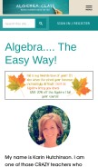 How algebra-class.com looks like on a mobile device such as an iPhone.
