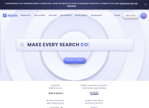 How algolia.com looks like on a tablet such as an iPad.