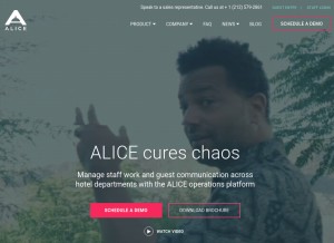 How aliceapp.com looks like on a tablet such as an iPad.