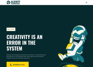 How alienity.com looks like on a tablet such as an iPad.