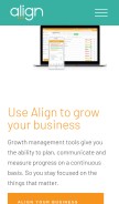 How aligntoday.com looks like on a mobile device such as an iPhone.