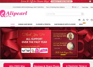 How alipearlhair.com looks like on a tablet such as an iPad.