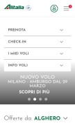 How alitalia.com looks like on a mobile device such as an iPhone.