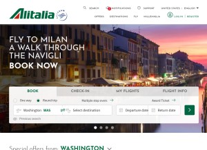How alitalia.it looks like on a tablet such as an iPad.