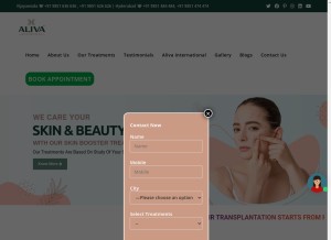 How alivaaesthetics.com looks like on a tablet such as an iPad.