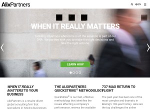 How alixpartners.com looks like on a tablet such as an iPad.
