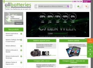 How all-batteries.fr looks like on a tablet such as an iPad.