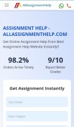 How allassignmenthelp.com looks like on a mobile device such as an iPhone.