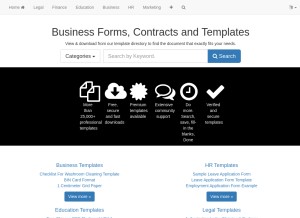 How allbusinesstemplates.com looks like on a tablet such as an iPad.