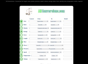 How allconversions.com looks like on a tablet such as an iPad.
