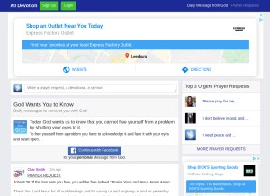 How alldevotion.com looks like on a tablet such as an iPad.