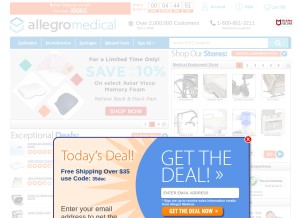 How allegromedical.com looks like on a tablet such as an iPad.