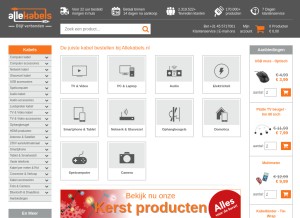 How allekabels.nl looks like on a tablet such as an iPad.