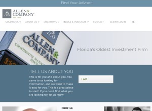 How alleninvestments.com looks like on a tablet such as an iPad.
