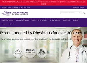 How allergycontrol.com looks like on a tablet such as an iPad.