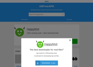 How allfreeapk.com looks like on a tablet such as an iPad.