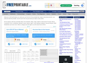 How allfreeprintable.com looks like on a tablet such as an iPad.