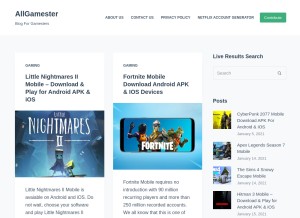 How allgamester.online looks like on a tablet such as an iPad.