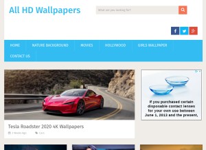 How allhdwallpapers.com looks like on a tablet such as an iPad.
