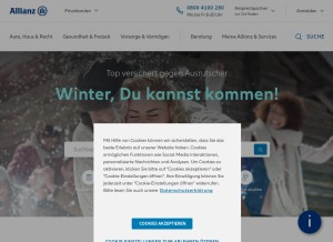 How allianz.de looks like on a tablet such as an iPad.