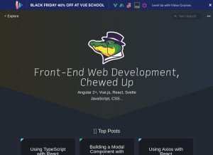 How alligator.io looks like on a tablet such as an iPad.