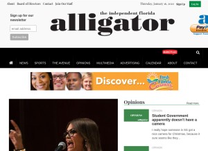 How alligator.org looks like on a tablet such as an iPad.
