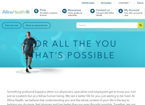 How allinahealth.org looks like on a tablet such as an iPad.