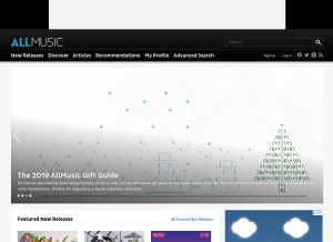 How allmusic.com looks like on a tablet such as an iPad.