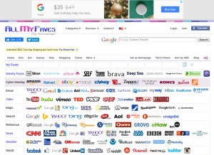 How allmyfaves.com looks like on a tablet such as an iPad.