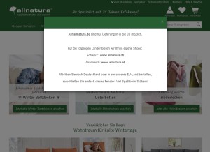How allnatura.de looks like on a tablet such as an iPad.