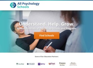 How allpsychologyschools.com looks like on a tablet such as an iPad.