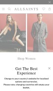 How allsaints.com looks like on a mobile device such as an iPhone.