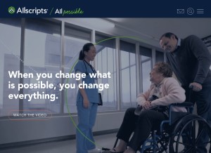 How allscripts.com looks like on a tablet such as an iPad.