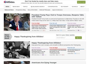 How allsides.com looks like on a tablet such as an iPad.