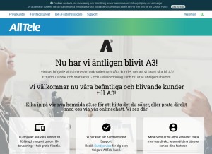 How alltele.se looks like on a tablet such as an iPad.