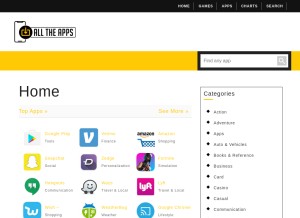 How alltheapps.org looks like on a tablet such as an iPad.