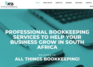 How allthingsbookkeeping.co.za looks like on a tablet such as an iPad.