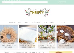 How allthingsthrifty.com looks like on a tablet such as an iPad.