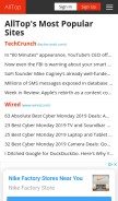 How alltop.com looks like on a mobile device such as an iPhone.