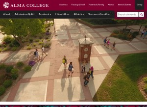 How alma.edu looks like on a tablet such as an iPad.