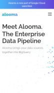 How alooma.io looks like on a mobile device such as an iPhone.