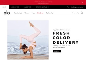 How aloyoga.com looks like on a tablet such as an iPad.